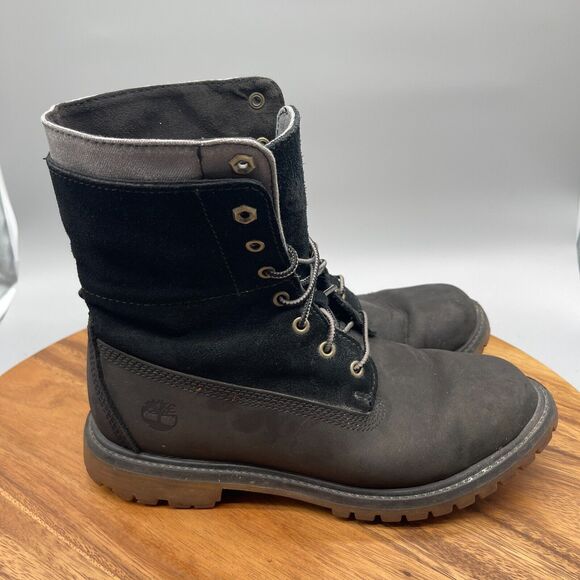 Timberland Women’s 2 Layer Teddy Fold Down 8 Eye Suede Nubuck Size 9 - Picture 1 of 9
